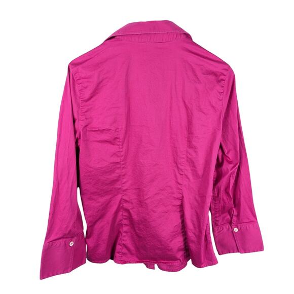 Banana Republic Women’s L Fuchsia Stretch Button Down Shirt Spandex Blouse - Picture 3 of 3